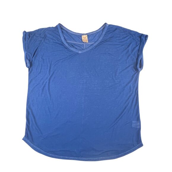 Faded Glory Longline Top XL Blue Airy Sheer Flowy Layering Tee Drapey Knit Shirt - Picture 1 of 13